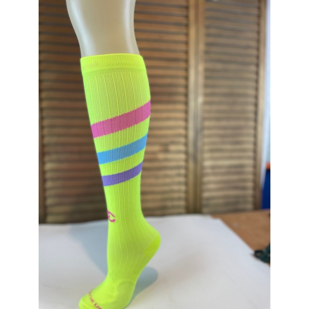 Pro Compression Marathon Yellow Stripes OTC Compression Knee Socks sz S/MS/M
